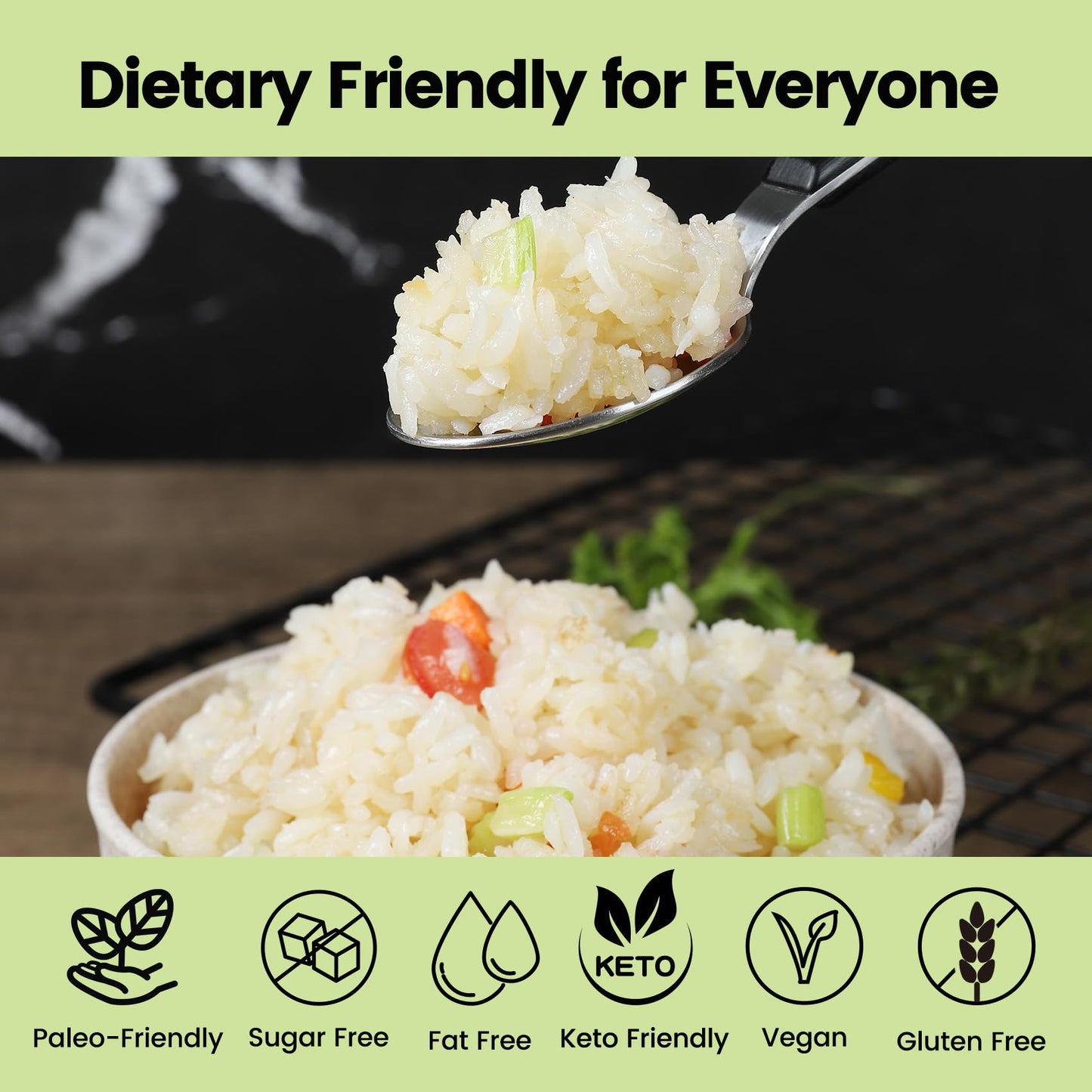 Hethstia Konjac Rice, 10 Packs Low Carb Shirataki Rice, Keto, Vegan, Gluten-Free, Sugar-Free, Low Calorie, Low Carb, Ready-to-Ea