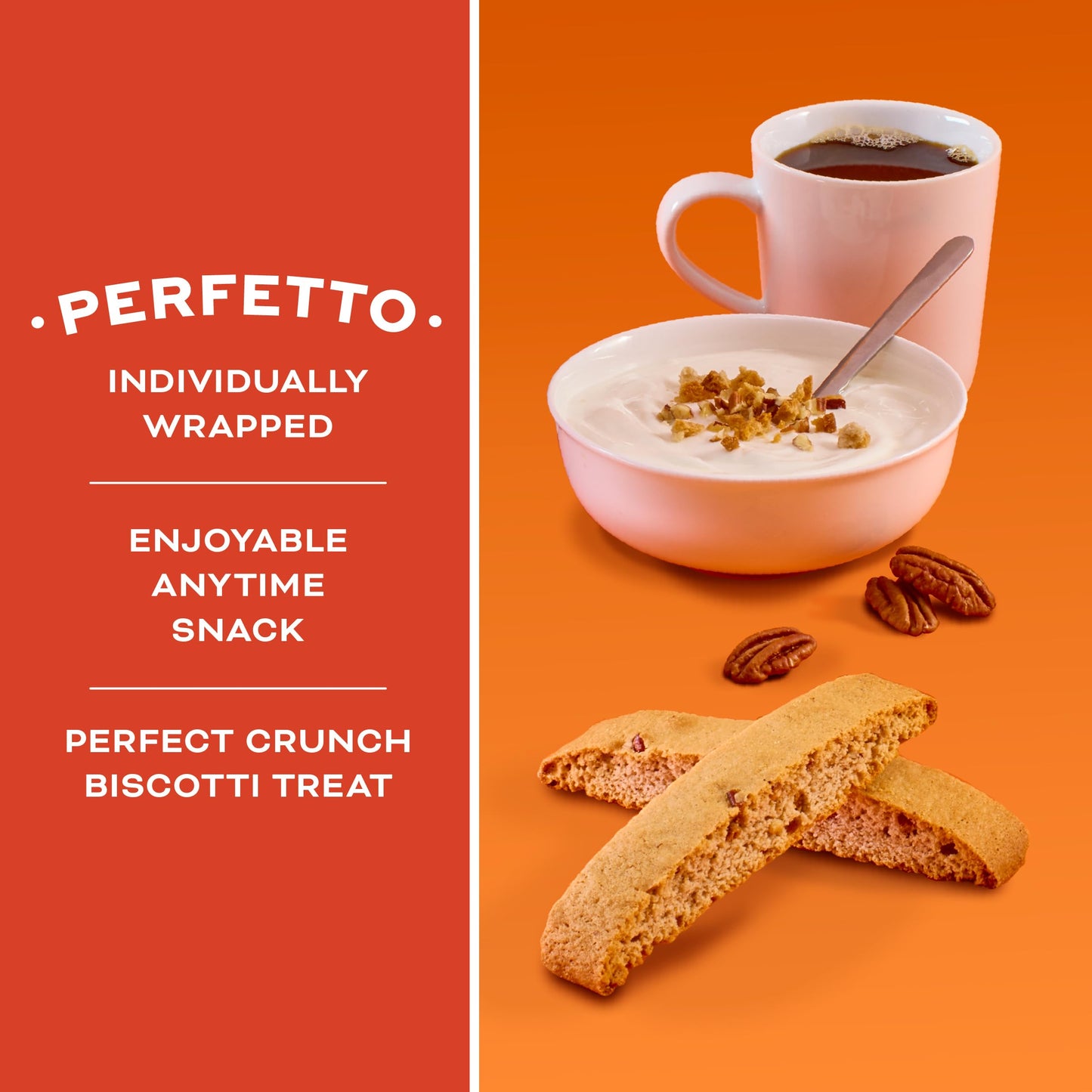 Nonnis Brown Butter Pecan Biscotti, Nutty Pecan Cookie with Rich Browned Butter Flavor, 8 Individually Wrapped Bakery Snacks, 5