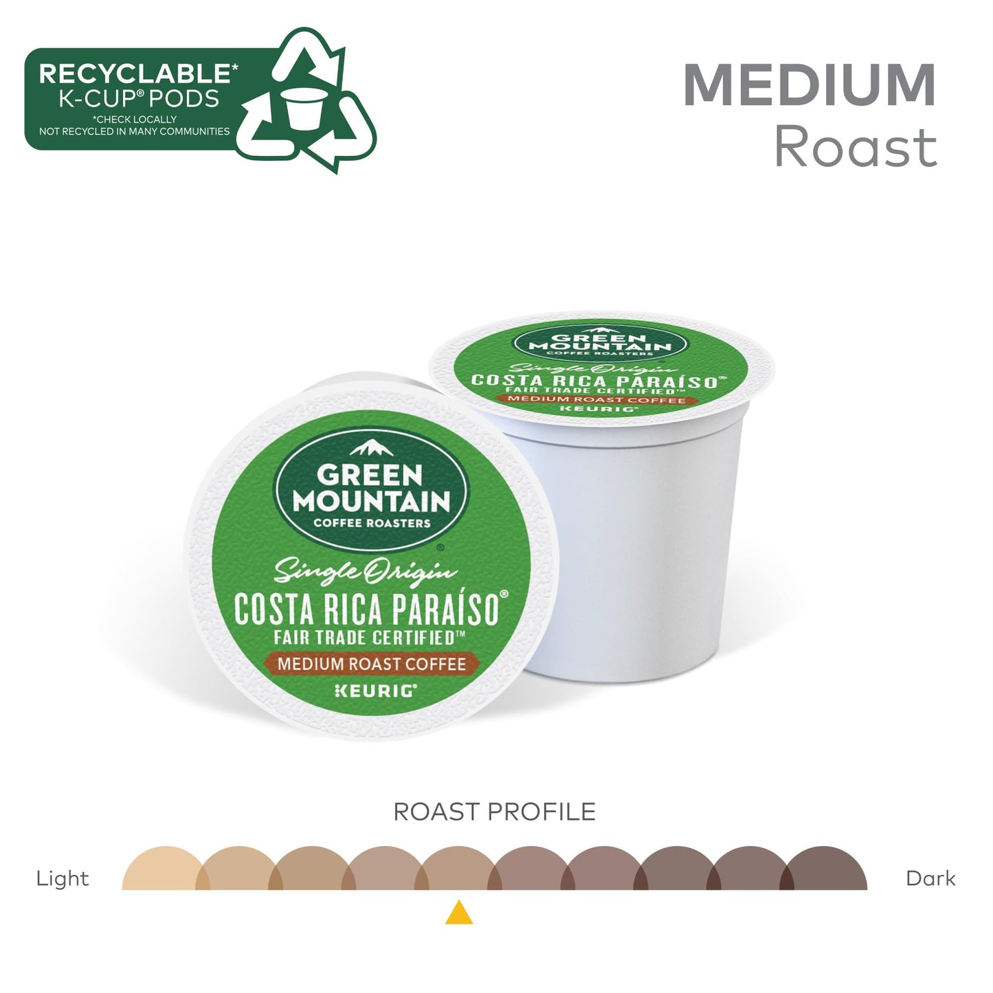 Green Mountain Coffee Roasters Costa Rica Paraiso, Keurig Single Serve K-Cup Pods, Medium Roast Coffee, 60 Count, (6 Packs Of 10)
