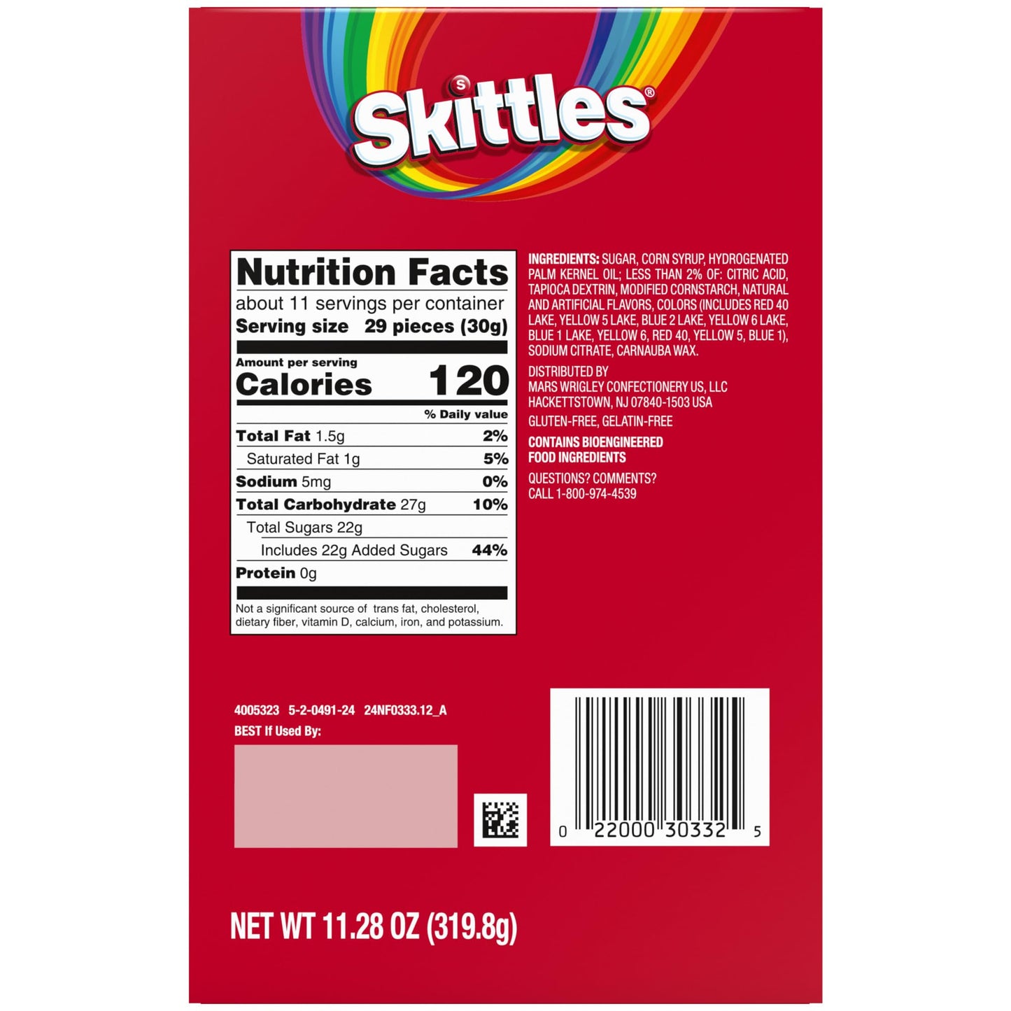 Skittles Original Chewy Candy Happy Birthday Card & Gift Box All In One Birthday Present For All Ages, 11.28 Oz Box