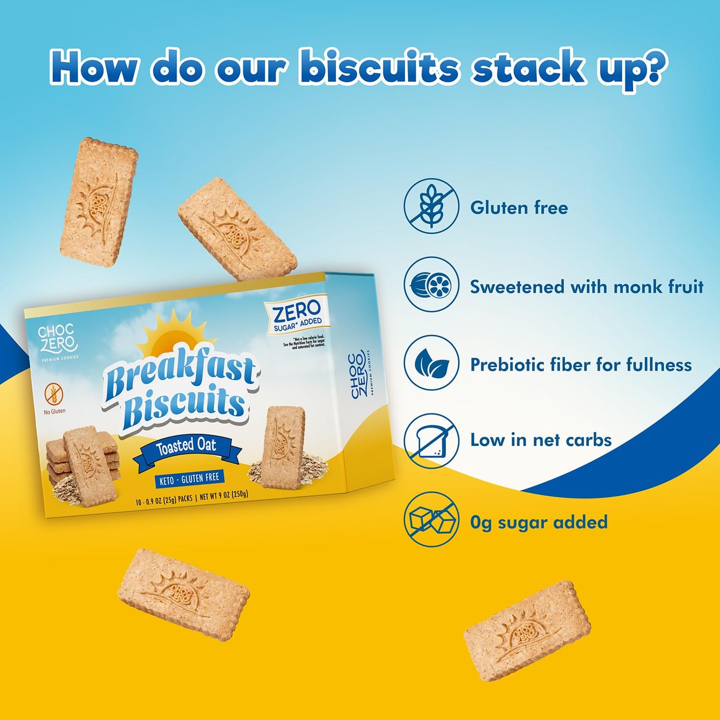 Choczero Breakfast Biscuits, Toasted Oat, Gluten Free, Grain Free, No Added Sugar, 30 Keto Biscuits Per Box, 9 Ounce (Pack Of 1)