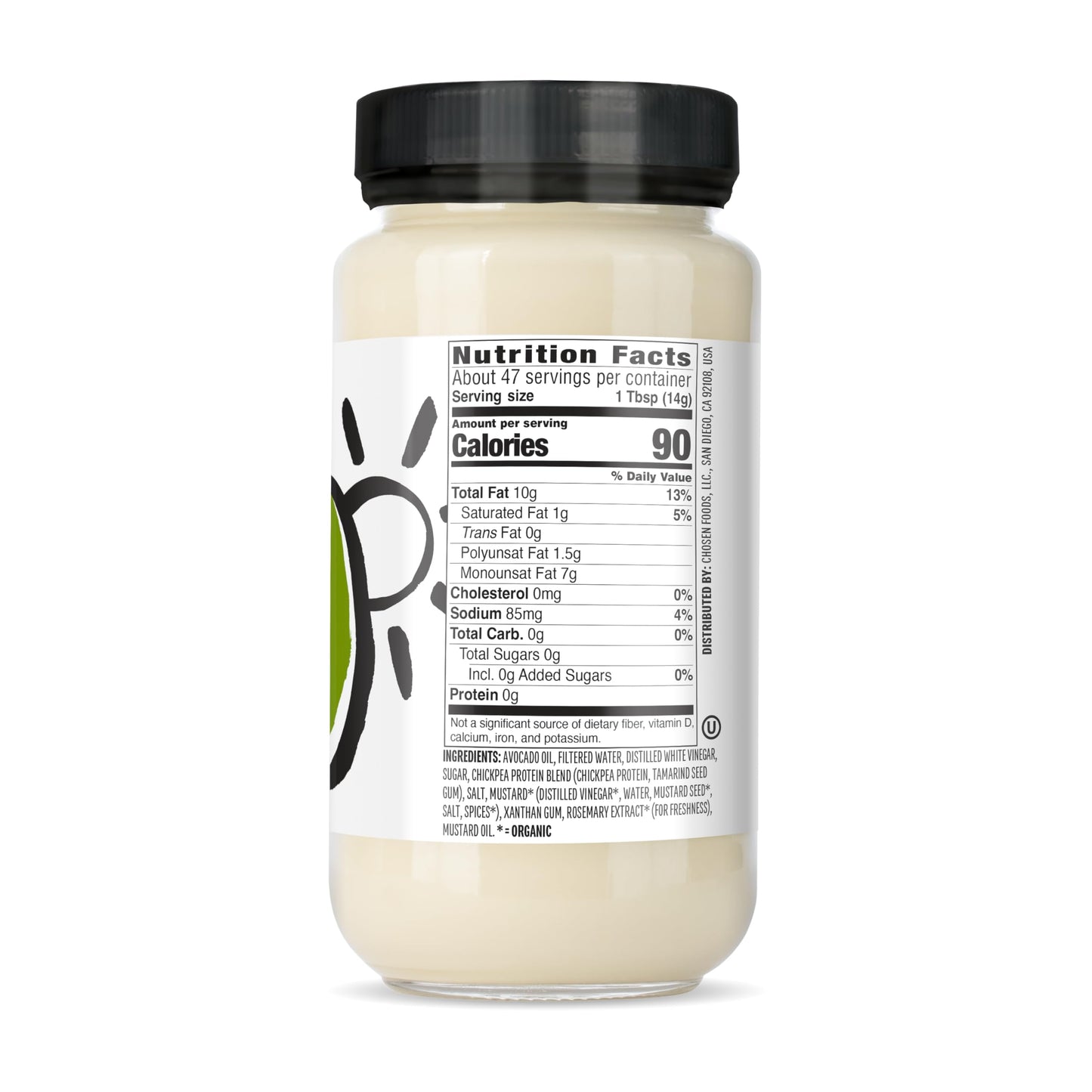 Chosen Foods Classic Vegan Avocado Oil-Based Mayonnaise, Gluten & Dairy Free, Low-Carb, Keto & Paleo Diet Friendly, Mayo For Sandwiches, Dressings And Sauces (24 Fl Oz)