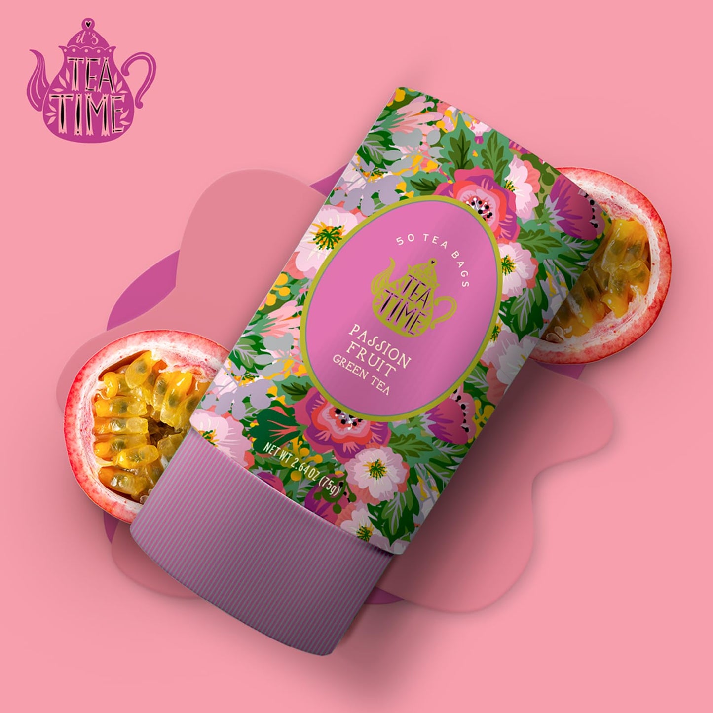 LIFE PLUS STYLE GOURMET Passion Fruit Green Tea - Organic Ceylon Tea, 50 Bags, Healthy Digestion, Refreshing Hot or Cold