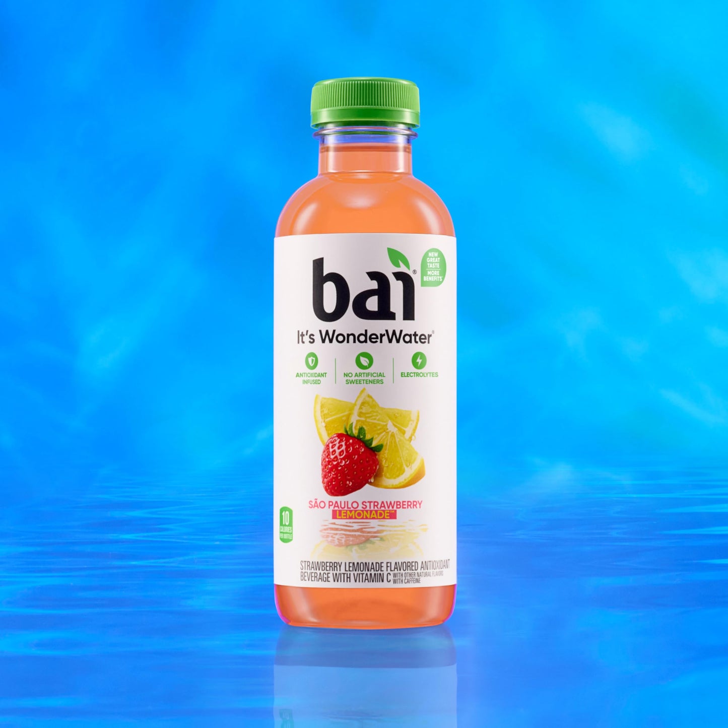 Bai Antioxidant Infused Water, São Paulo Strawberry Lemonade, Vitamin C, 18 Fl Oz Bottle, 12 Pack - No Artificial Sweeteners