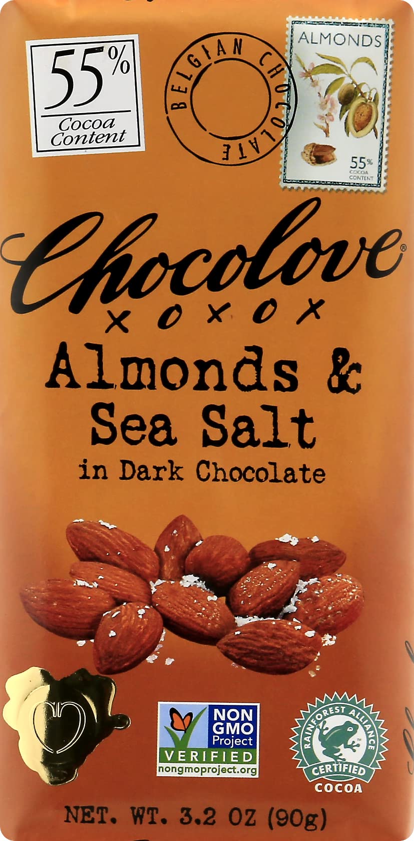 Chocolove Almonds Seasalt In Dark Chocolate, 3.2-Ounces (Pack Of 6)