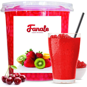Fanale Cherry Popping Boba Pearls, Vegan, Non GMO, Gluten Free, Fat Free, Perfect for Bubble Tea, Smoothies, Ice Cream, Desserts