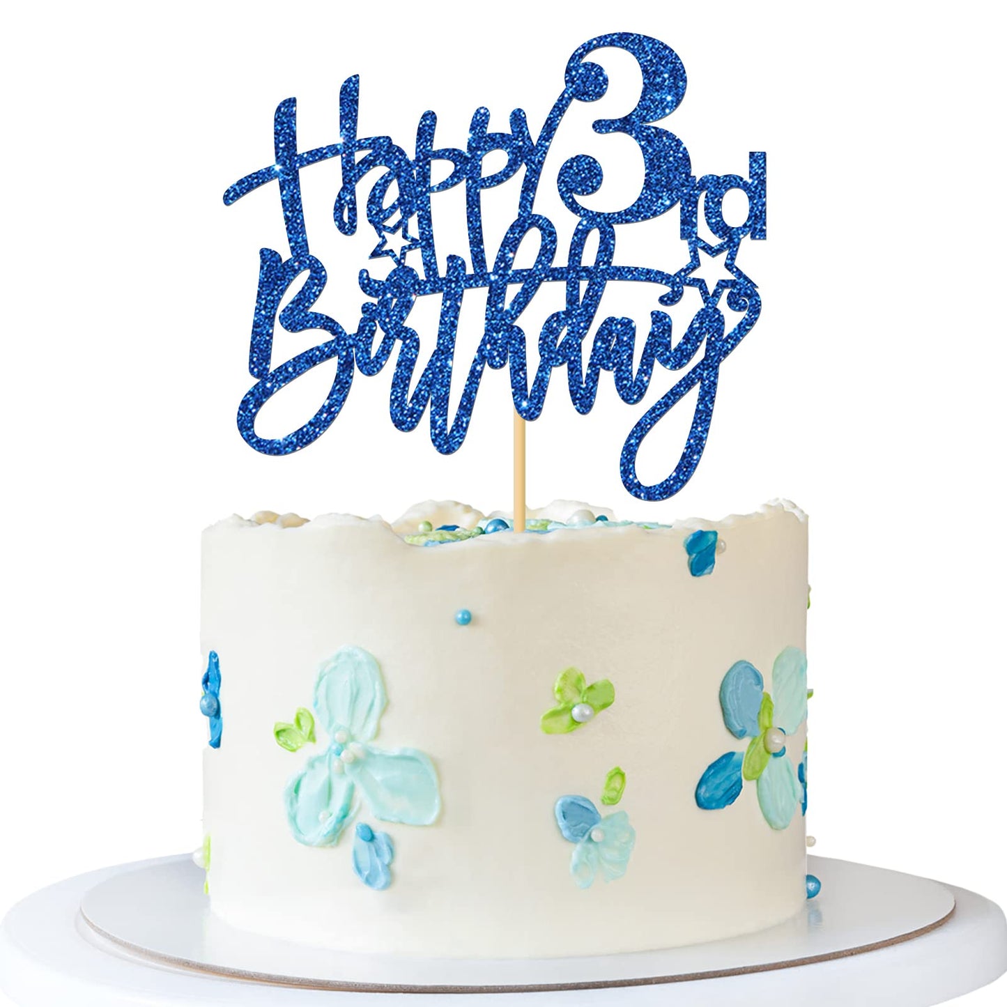 Roadsea Happy 3Rd Birthday Cake Topper - Kid Girl Boy Three Years Old Birthday Cake Supplies - 3Rd Birthday Party Decorations -
