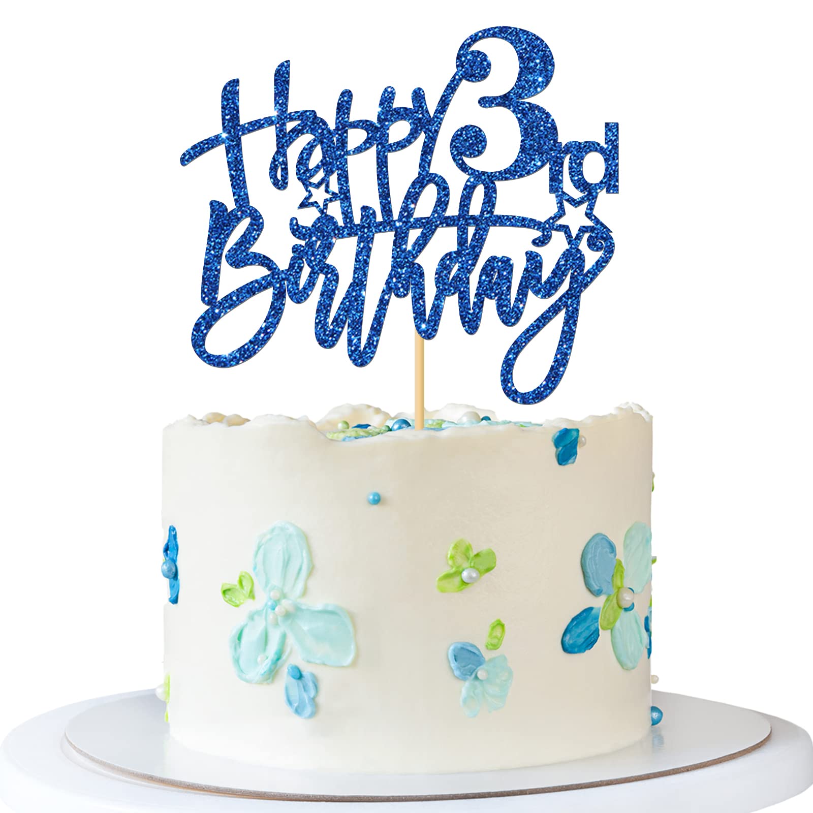 Roadsea Happy 3Rd Birthday Cake Topper - Kid Girl Boy Three Years Old Birthday Cake Supplies - 3Rd Birthday Party Decorations -