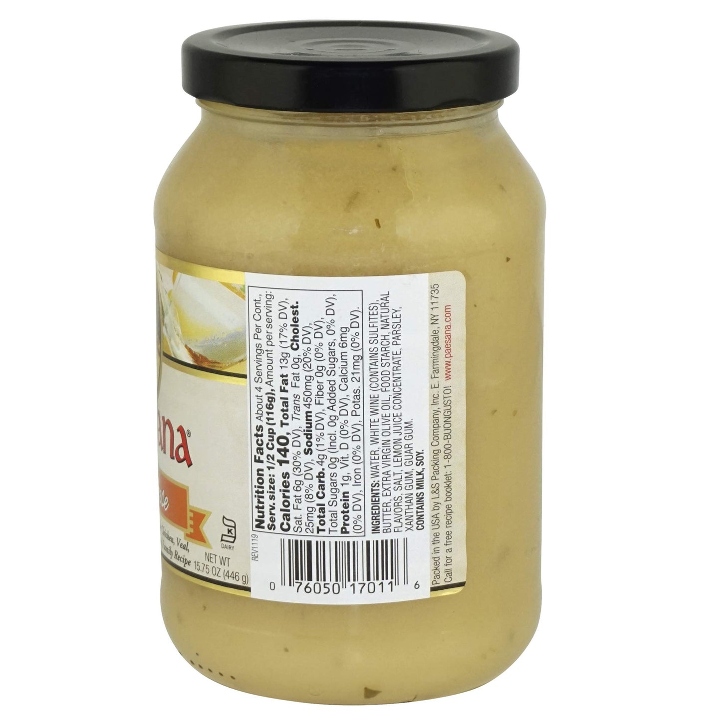 Paesana Gourmet Cooking Sauce - Simmer Sauce with White Wine, 15.75 oz Jar (Pack of 6) - Great for Chicken, Veal, or Fish