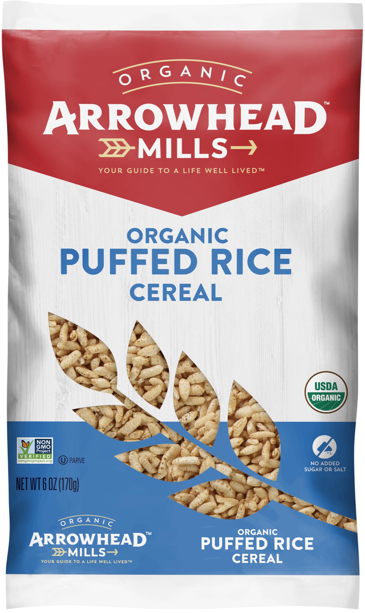 Arrowhead Mills Organic Puffed Rice Cereal, 6 oz Bag (Pack of 6)