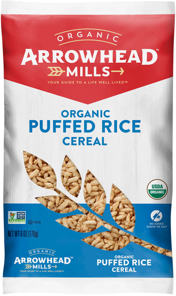 Arrowhead Mills Organic Puffed Rice Cereal, 6 oz Bag (Pack of 6)