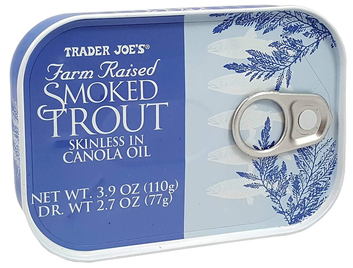 Trader Joes Smoked Trout Fillets in Oil, Skinless, 3.9 oz Tin, 6 Pack