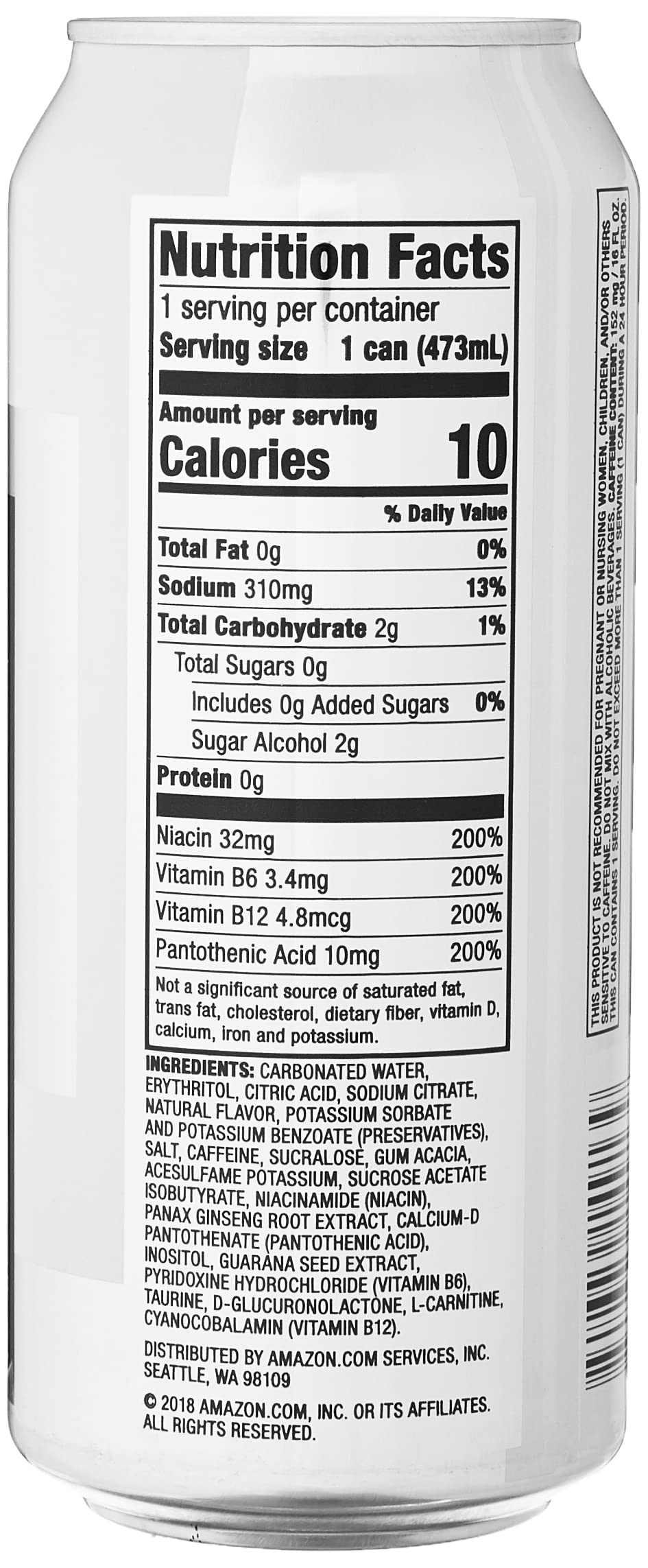 large online retailer Brand - Solimo Silver Energy Drink  Sugar-Free  Vegan  Low-Calorie  16 fl oz (Pack of 12)