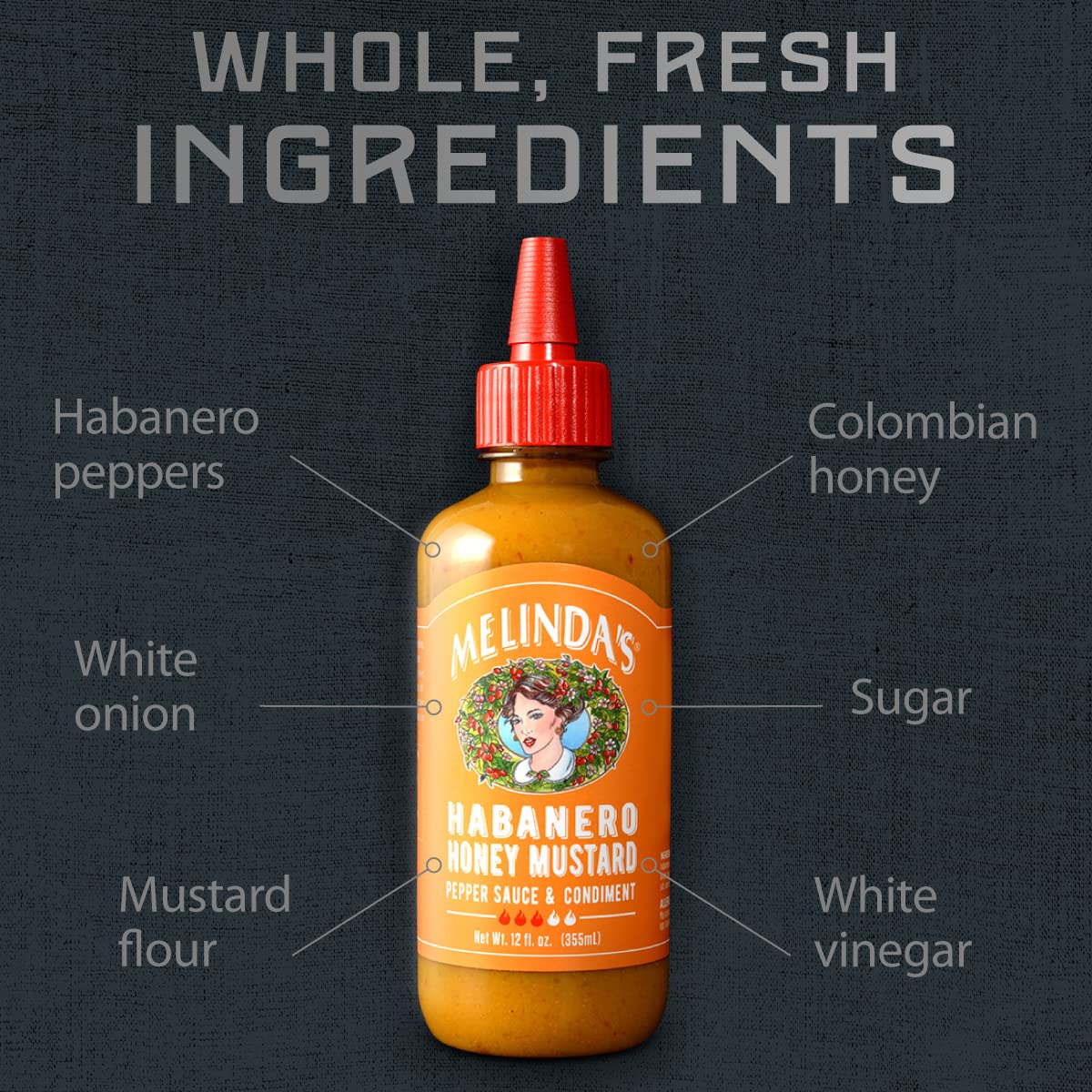 Melindas Habanero Honey Mustard Sauce - Gourmet Hot Mustard - 12 oz, Pack of 2, Keto and Kosher