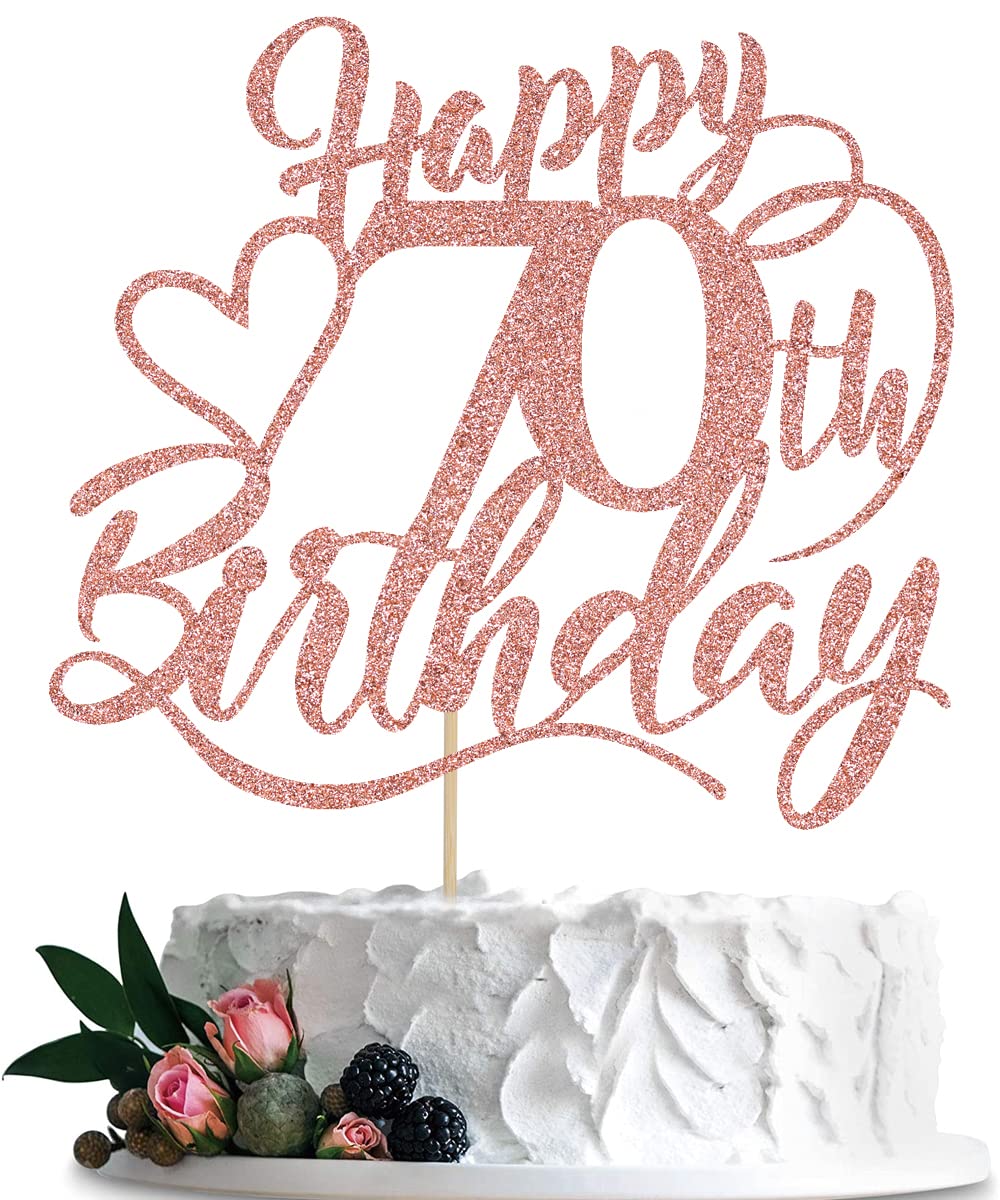 Happy 70Th Birthday Cake Topper For 70Th Men And Women Birthday Party Decorations