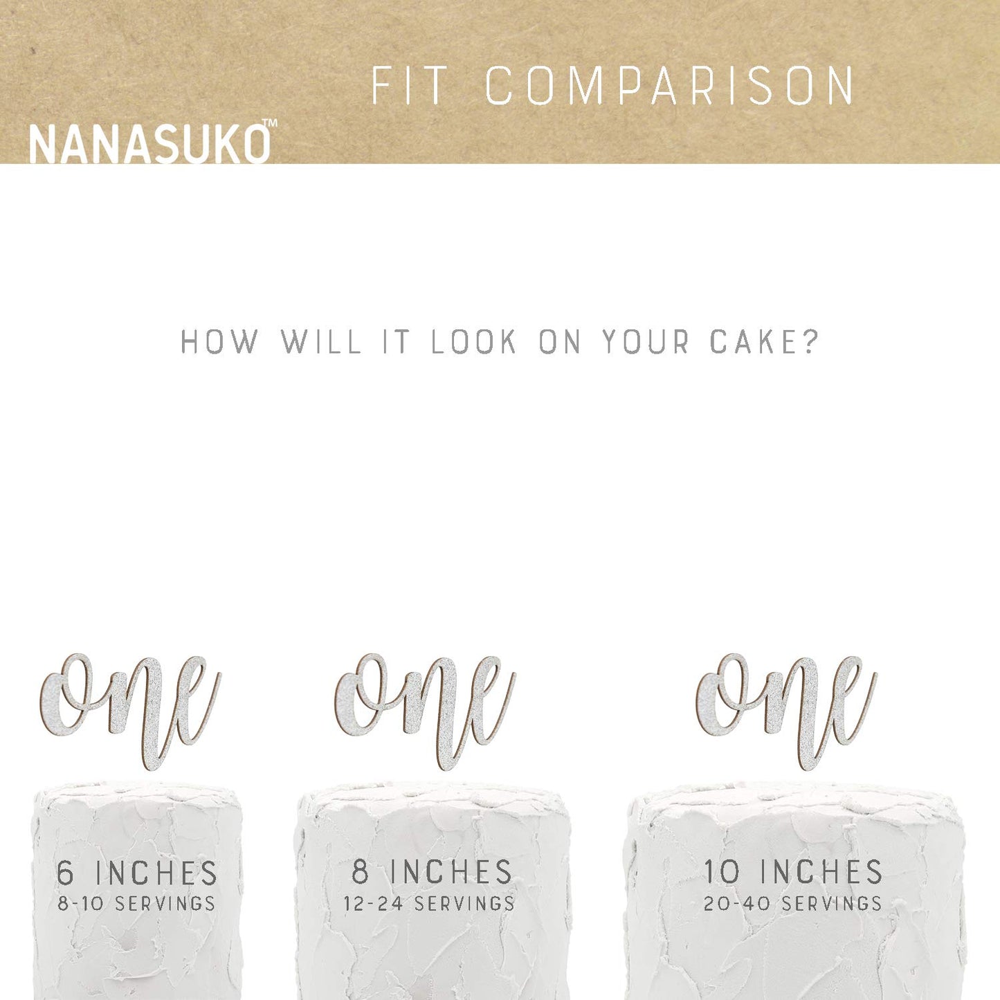 Nanasuko 1St Birthday Cake Topper - One - Double Sided Silver Glitter - Premium Quality Made In Usa