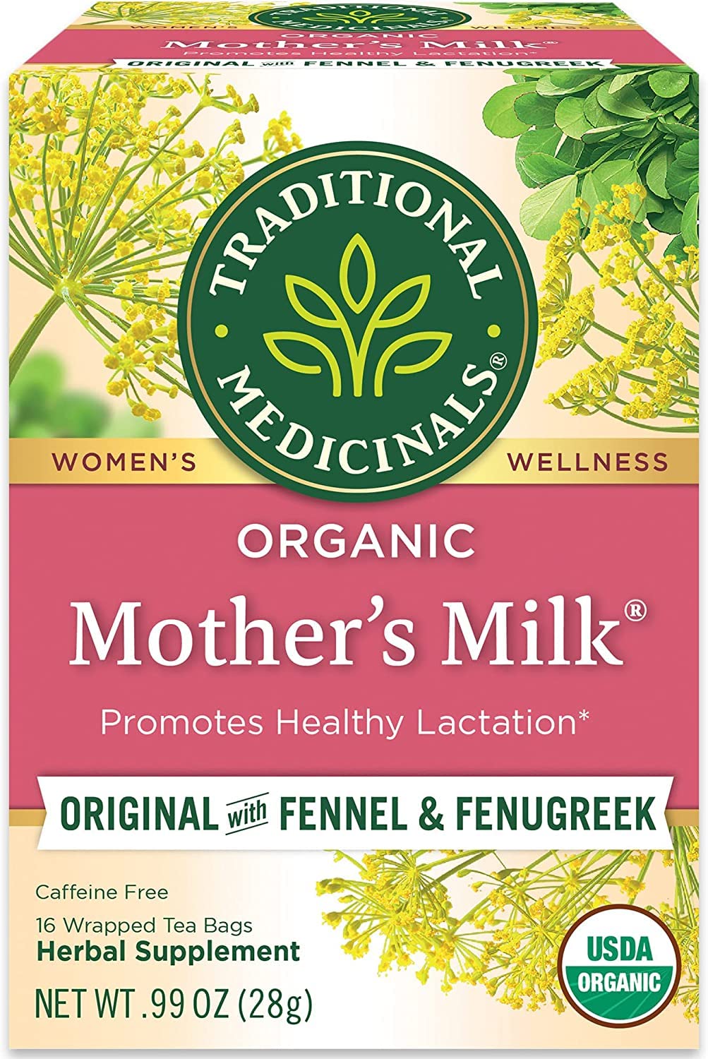 Traditional Medicinals Organic Mothers Milk Herbal Tea, Promotes Healthy (16 Count (Pack Of 4))