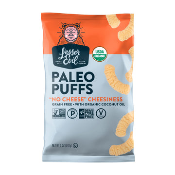 Lesserevil Organic No Cheddar Paleo Puffs, 5 Oz