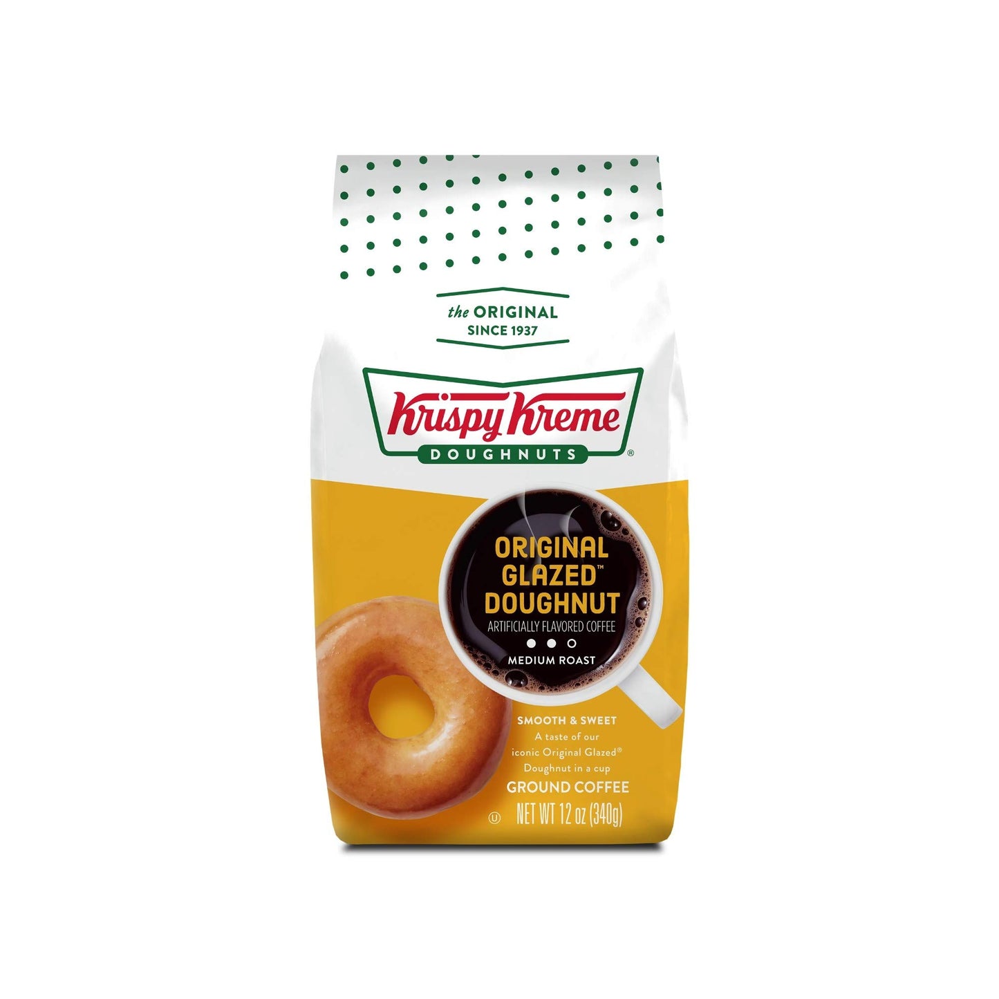 Krispy Kreme Doughnuts Original Glazed Donut Ground Coffee, Bagged 12Oz