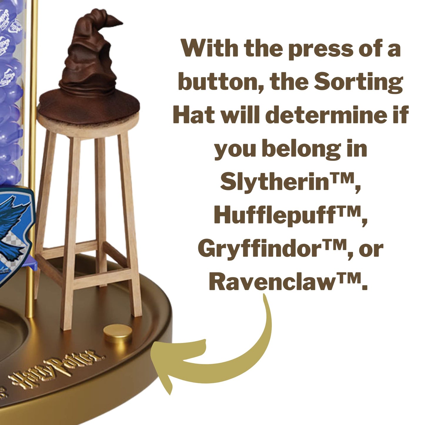 Harry Potter Houses Jelly Belly Counter Dispenser, Talking Sorting Hat Candy Dispensers, 11 Inches, Holds 20 Ounces Of Beans, Be