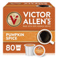 Victor Allens Coffee Pumpkin Spice Flavored Medium Roast Coffee Pods, 80 Count, Compatible with Keurig K-Cup Brewers, Brown