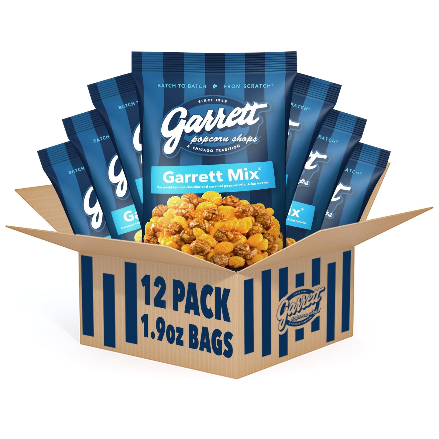 Garrett Popcorn Garrett Mix, 1.9Oz, 12 Bags, Cheese And Caramel Gourmet Popcorn, Gluten Free, Sweet And Salty Snack Bags, Popped