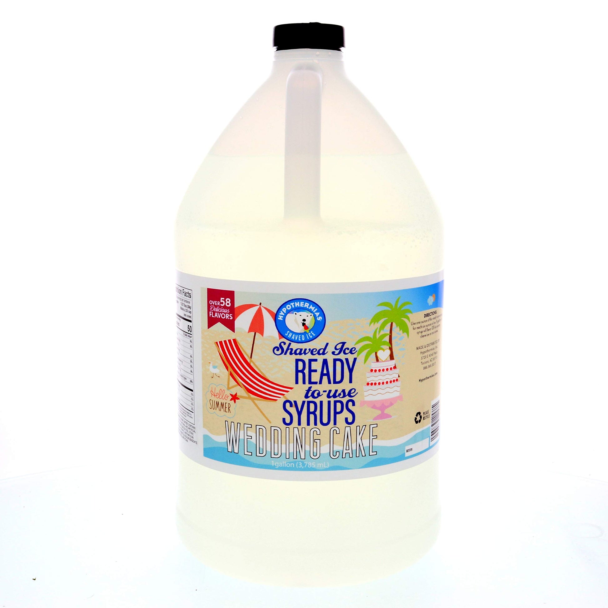 Hypothermias Shaved Ice & Snow Cone Syrup - Wedding Cake - 128 Fl Oz - Light Red - Non-GMO Pure Cane Sugar - BPA-Free Bottle