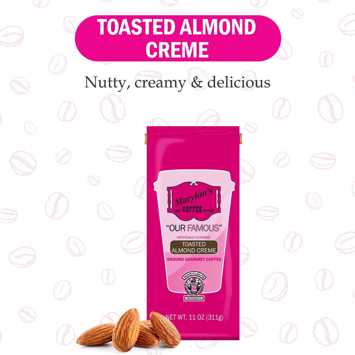 Marylous Coffee Toasted Almond Creme Flavored Ground Coffee 11 oz