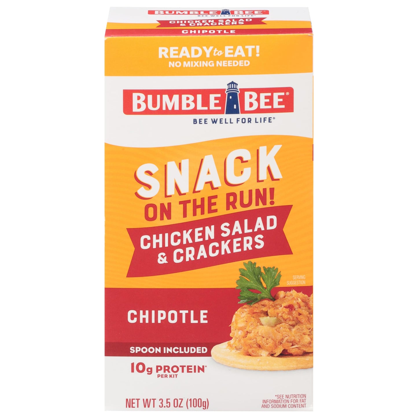 Bumble Bee Snack On The Run Chipotle Chicken Salad with Crackers Kit, 3.5 oz - Ready to Eat, Spoon Included - Shelf Stable & Con