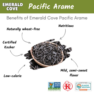Emerald Cove Pacific Arame, Dried Seaweed, Non-Gmo, Resealable Bag, 1.76 Oz (6 Pk)