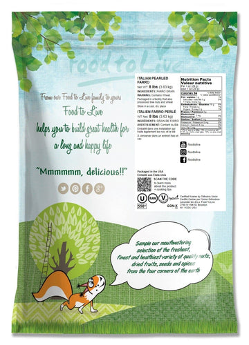 Food To Live Pearled Farro Grain, 8 Pounds - Kosher, Vegan, Whole Grain In Bulk, Good Source Of Dietary Fiber, Protein And Iron
