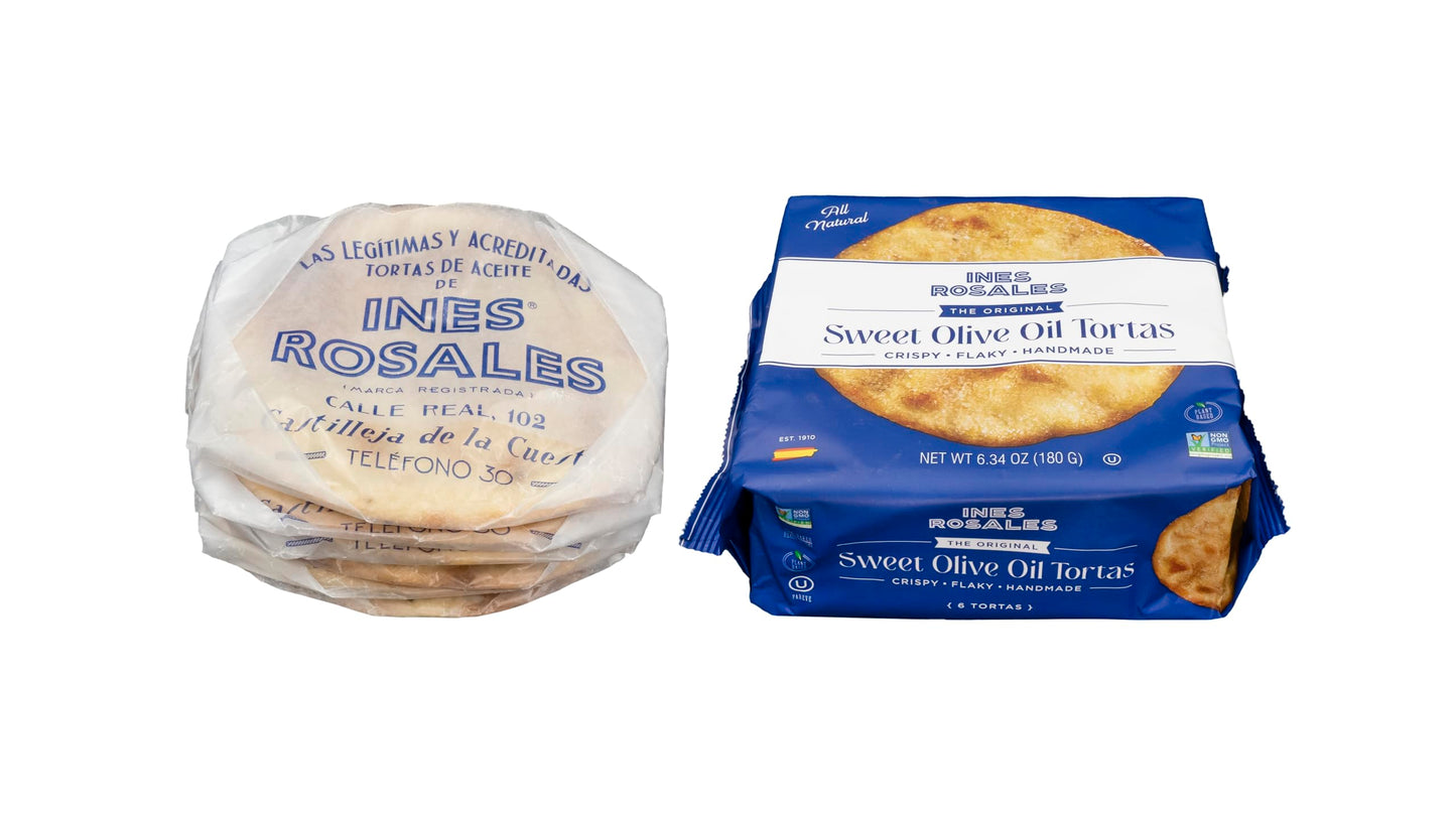 Ines Rosales Sweet Olive Oil Tortas, Pack of 2, 6.34 Oz, Mediterranean Crisps, Individually Wrapped