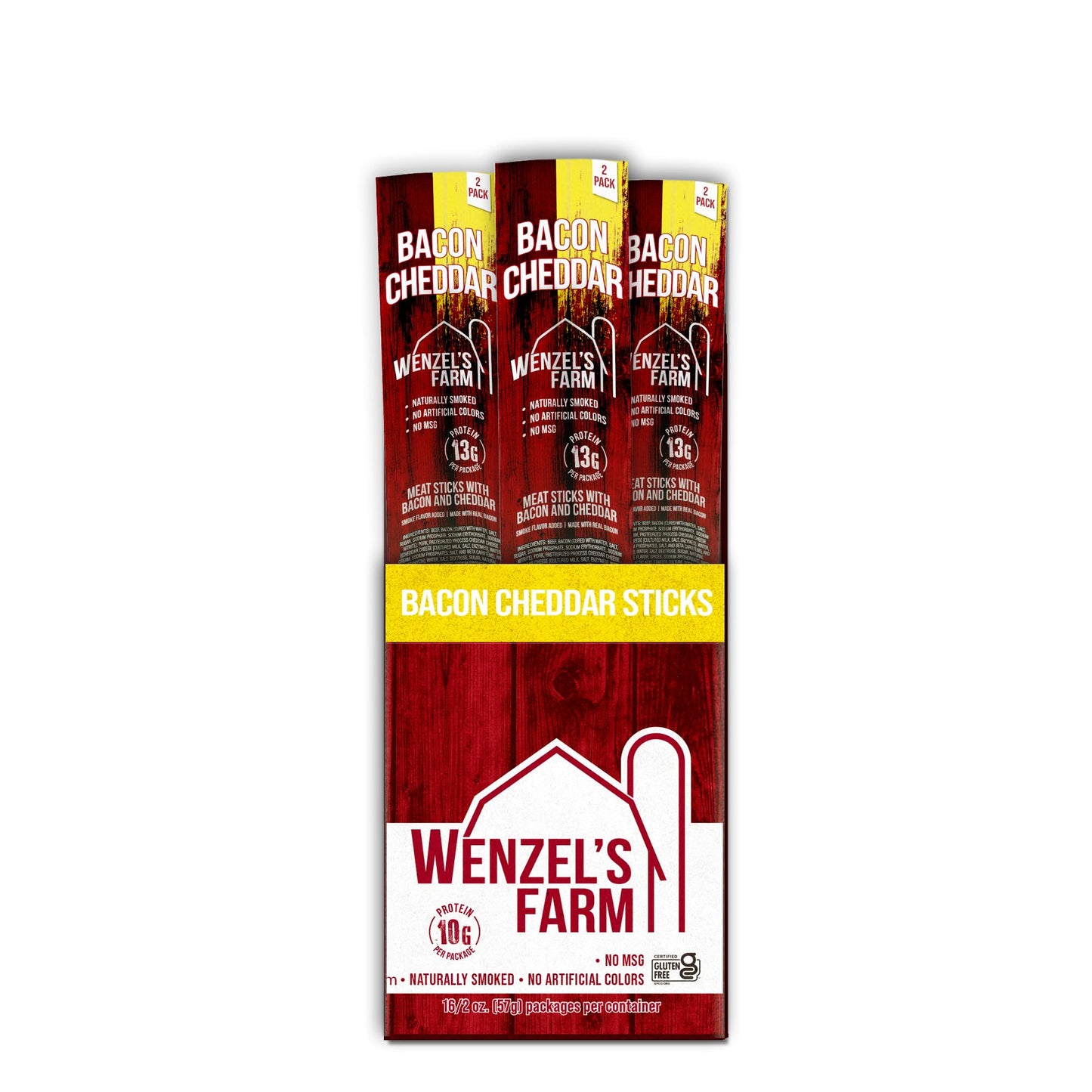 Wenzels Farm Bacon with Cheddar Sticks | High Protein, Low Carb | Gluten Free | 16 Ounce (Pack of 1)
