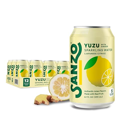 Sanzo Flavored Sparkling Water - Yuzu (Lemon) 12-Pack - Carbonated Drink Made With Real Fruit  Sugar-Free - Non-Gmo, Gluten-Free