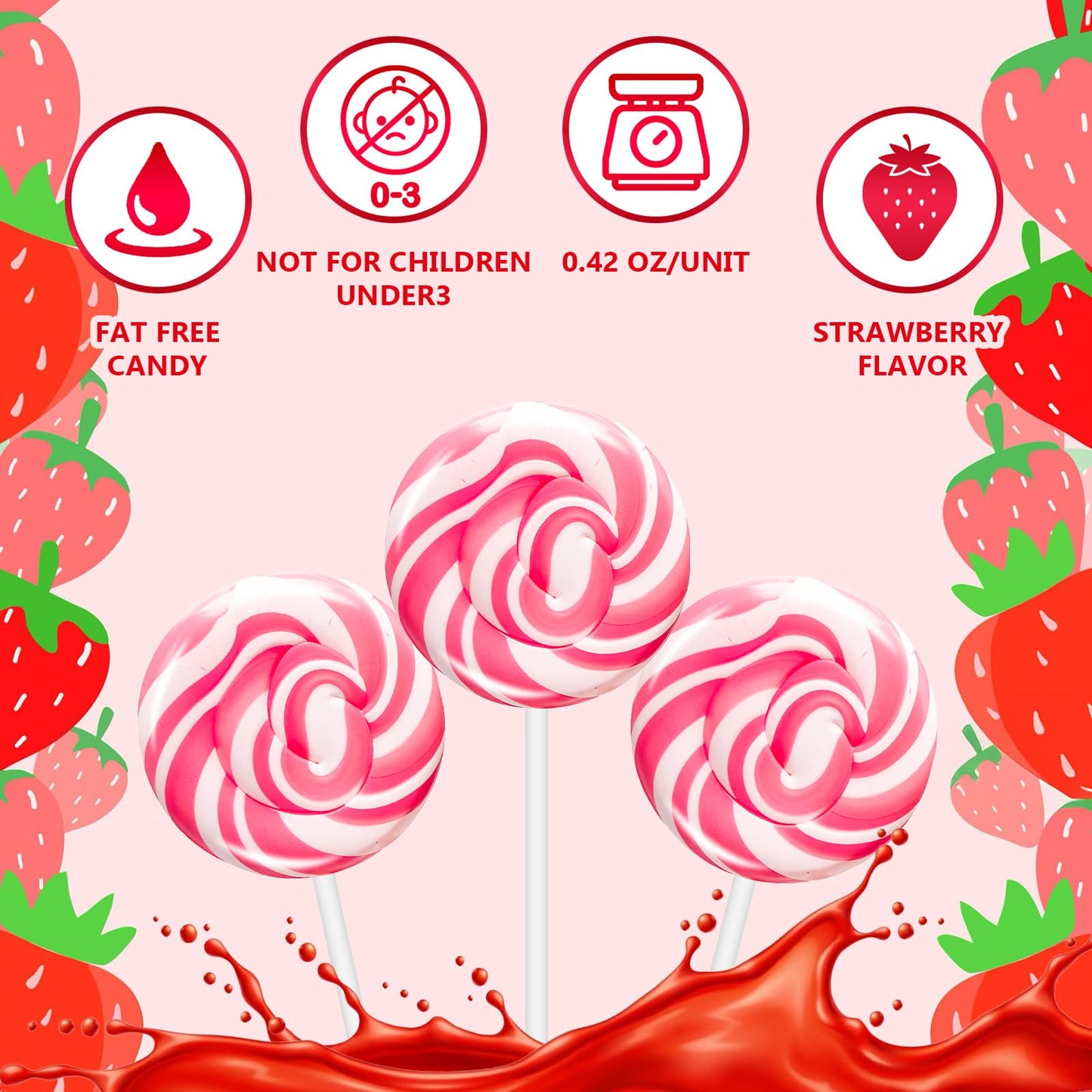32 Pack Pink Twisty & Swirl Lollipops, Baby Shower Candy Swirl Lollipops Individually Wrapped Suckers, Girl Birthday Party Favor