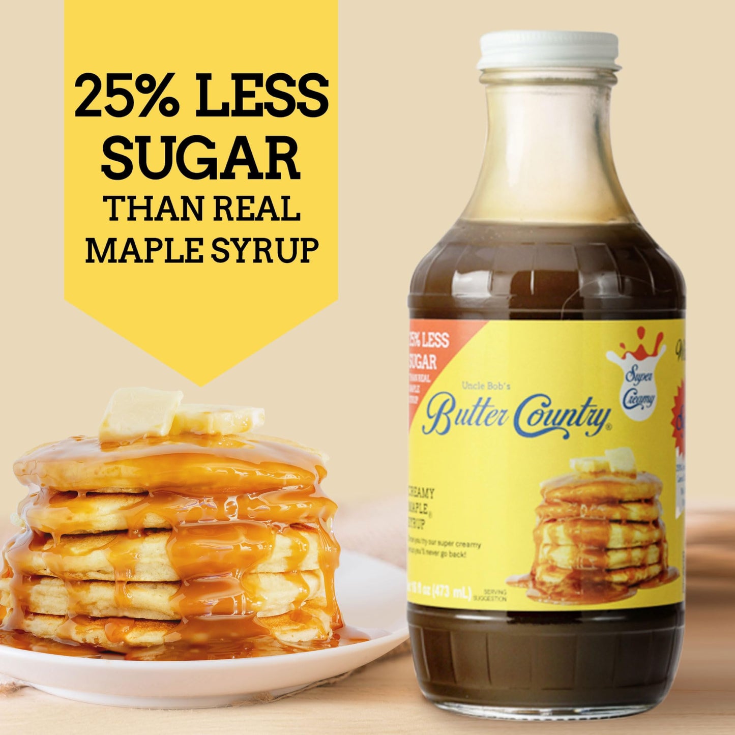 Rich & Creamy Buttermilk Syrup Maple Flavor By Uncle Bob'S Butter Country 16 Fl Oz/2 Pack