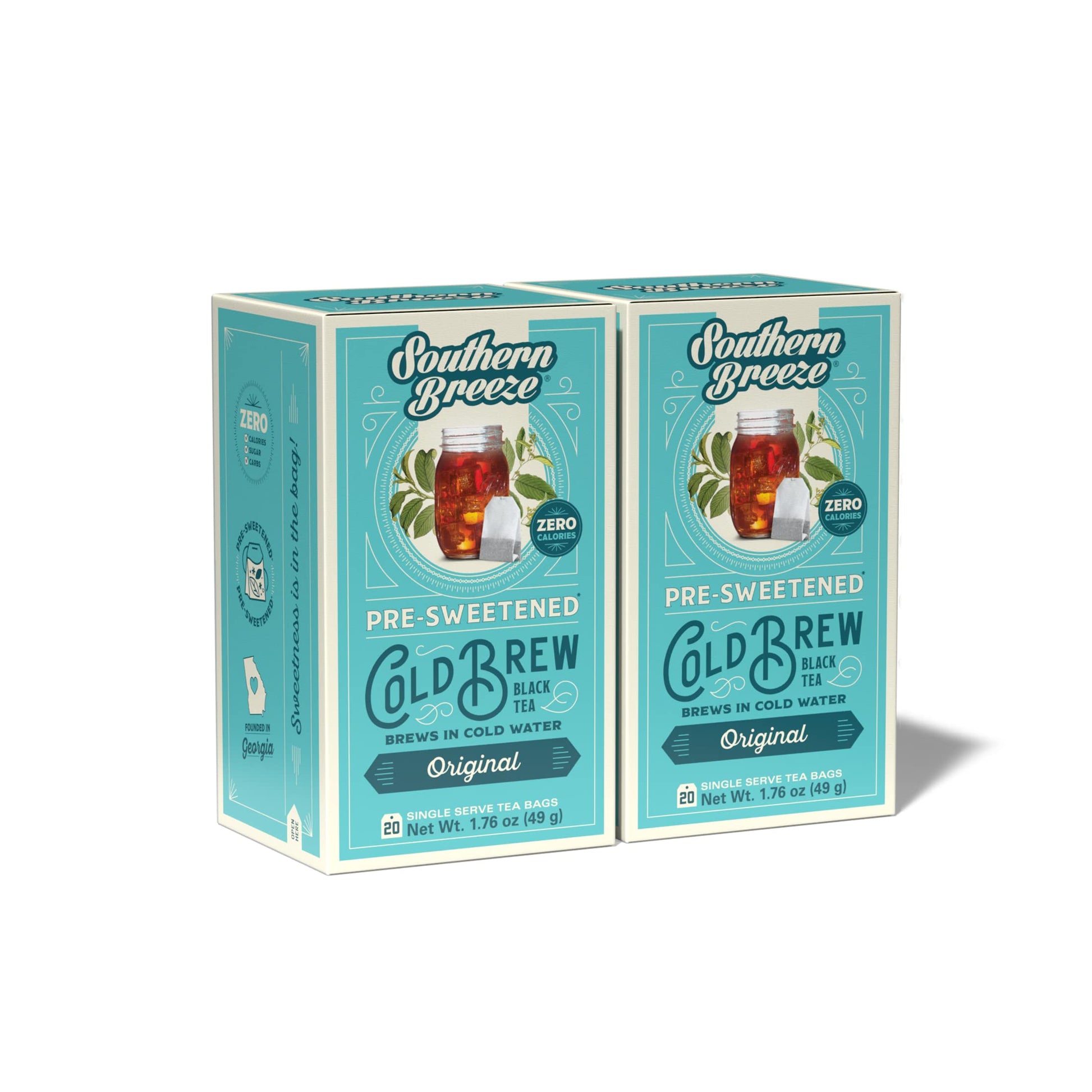 Southern Breeze Cold Brew Sweet Tea Original Iced Tea With Black Tea And Zero Carbs Zero Sugar, 20 Individually Wrapped Tea Bags (Pack Of 2) Southern Sweet Tea Iced Tea Beverage