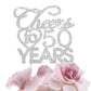 Bling Crystal Cheers To 50 Years Cake Topper - Best Keepsake 50Th Birthday Or Anniversary Decor Party Decorations Silver
