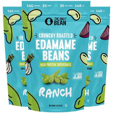 The Only Bean Edamame Dry Roasted Low Carb Snacks (Ranch), Vegan Gluten Free Snacks, Healthy Snacks For Kids And Adults, High Pr