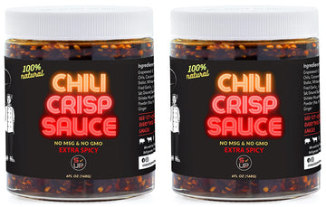SAUCE UP Extra Spicy Chili Crisp Sauce - Vegan, Gluten-Free, 2 Pack (6oz Each) - Artisan Gourmet Crispy Condiment, No MSG