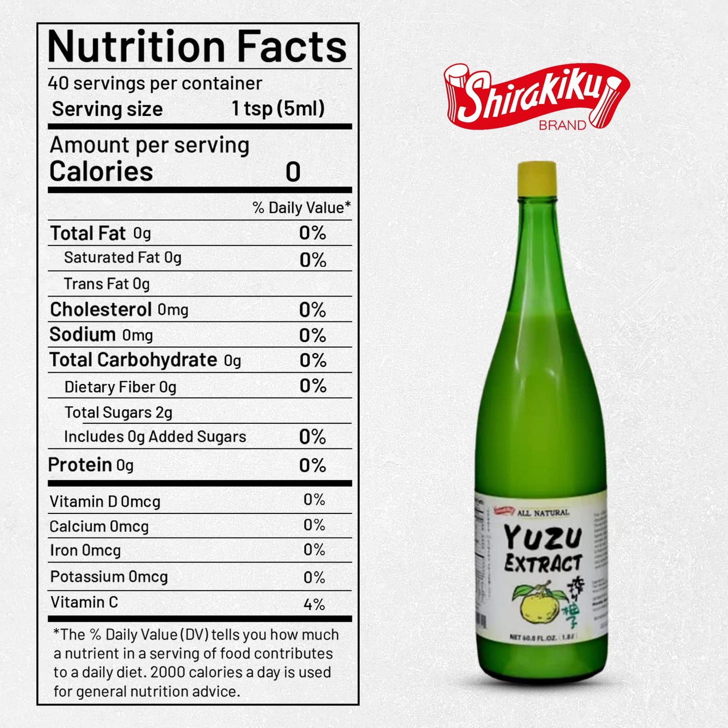 Shirakiku Yuzu Extract | Pure Japanese Yuzu Juice | Versatile Yuzu Extract Used For Baking, Food Flavoring And Asian Drink Mixture | Sweet & Tangy Citrus Flavor | - 60.8 Fl Oz