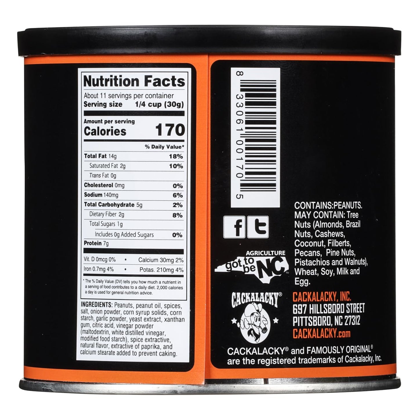 Cackalacky Spiced Peanuts, Roasted NC-grown, 12 oz. (Pack of 3), Perfect for Snacks and Parties