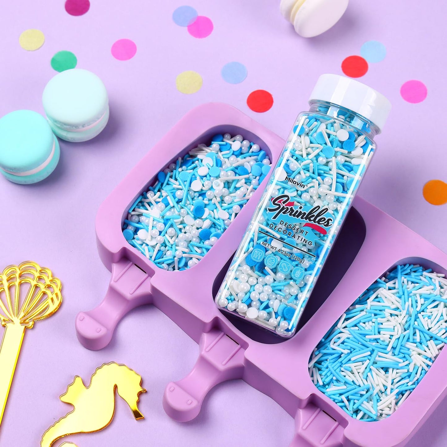 Edible Blue Sprinkles For Cake Decorating, Blue Confetti Sprinkles, Pearl Sprinkles, Jimmy Sprinkles For Cupcakes, Cookies, Choc