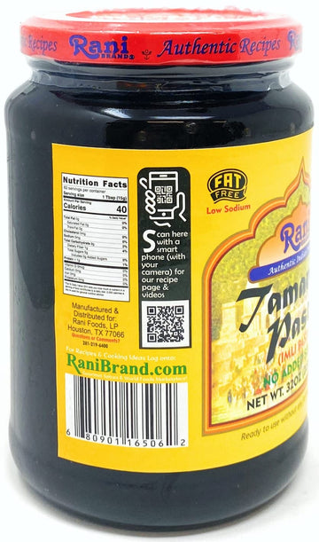Rani Tamarind Paste Puree (Imli) 32oz (2lbs) 908g Bulk Glass Jar, No added sugar ~ All Natural | Vegan | Gluten Free | No Colors