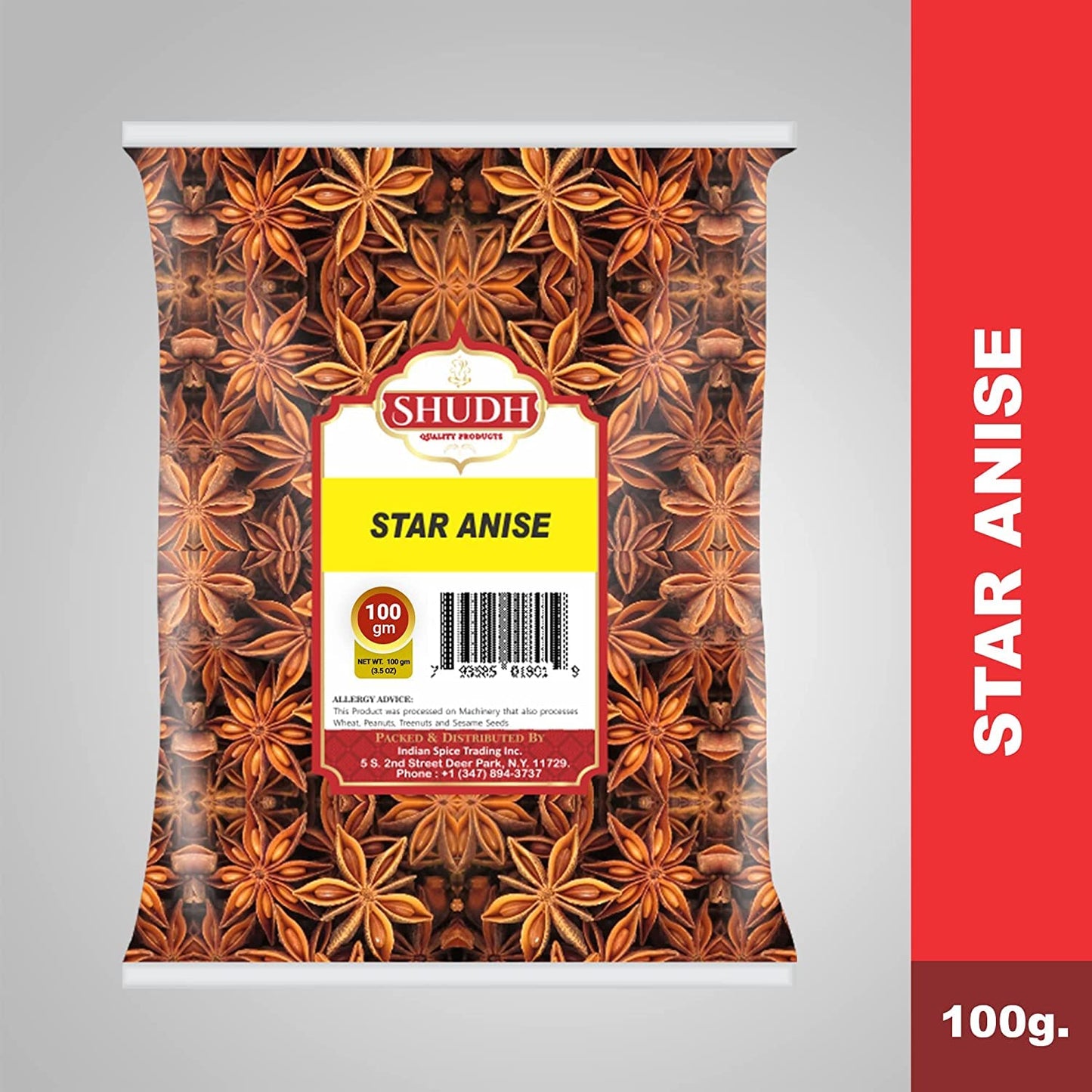 Shudh Star Anise Seeds 100 Gm(3.5Oz), Whole Chinese Star Anise Pods, Sun Dried Anise Star Spice, Anis Estrella/Badian Khatai/Ill