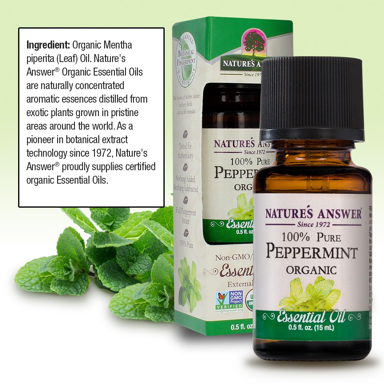Nature’S Answer Usda Organic Peppermint Essential Oil, 100% Pure | Natural Aromatherapy Oil For Diffuser/Humidifier, Steam Distilled 0.5 Fl Oz. (15Ml) | Made In Usa