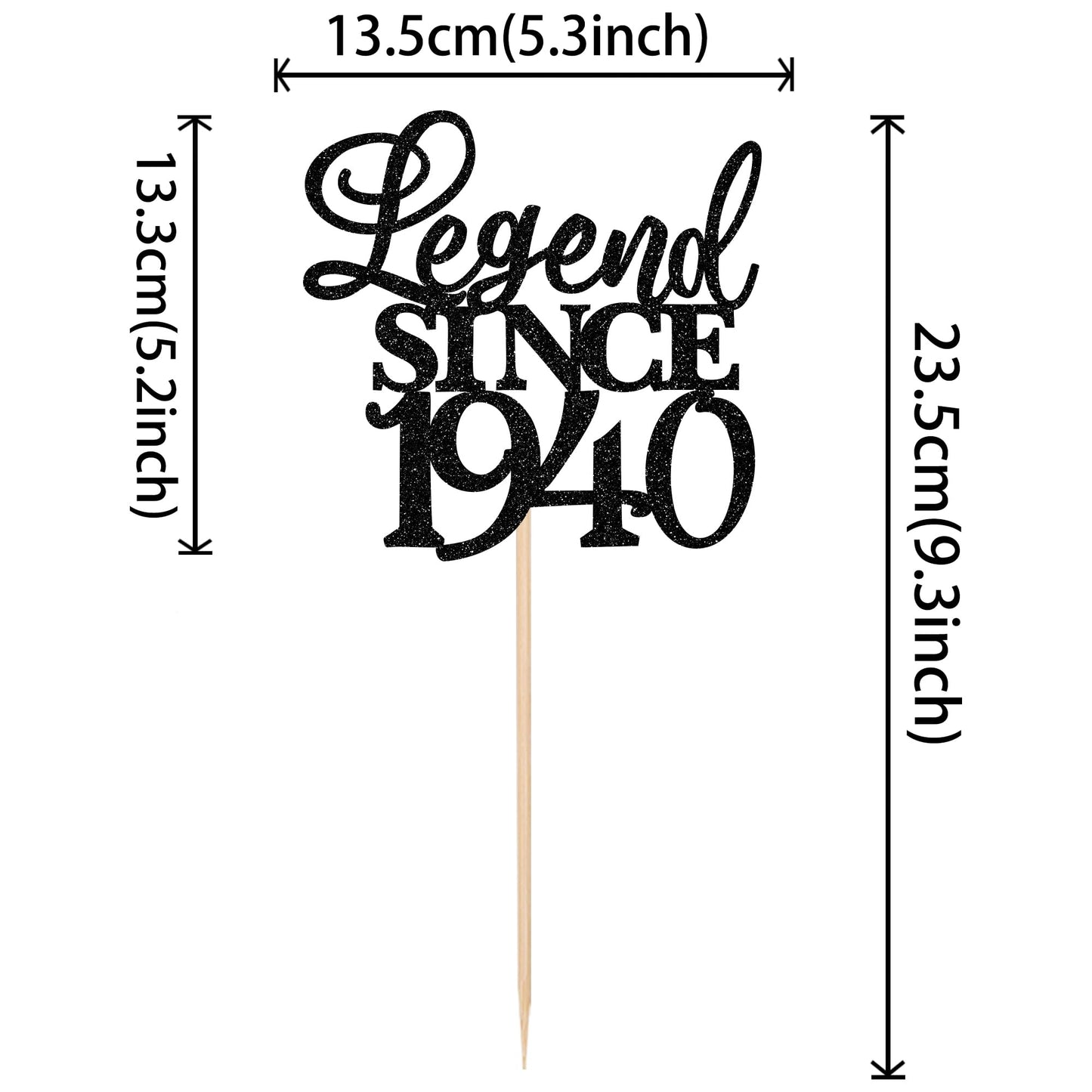 Rssta i Cake Topper - Legend Since 1940 Glitter Decoration for 85th Birthday - Black, Model XM310-1940