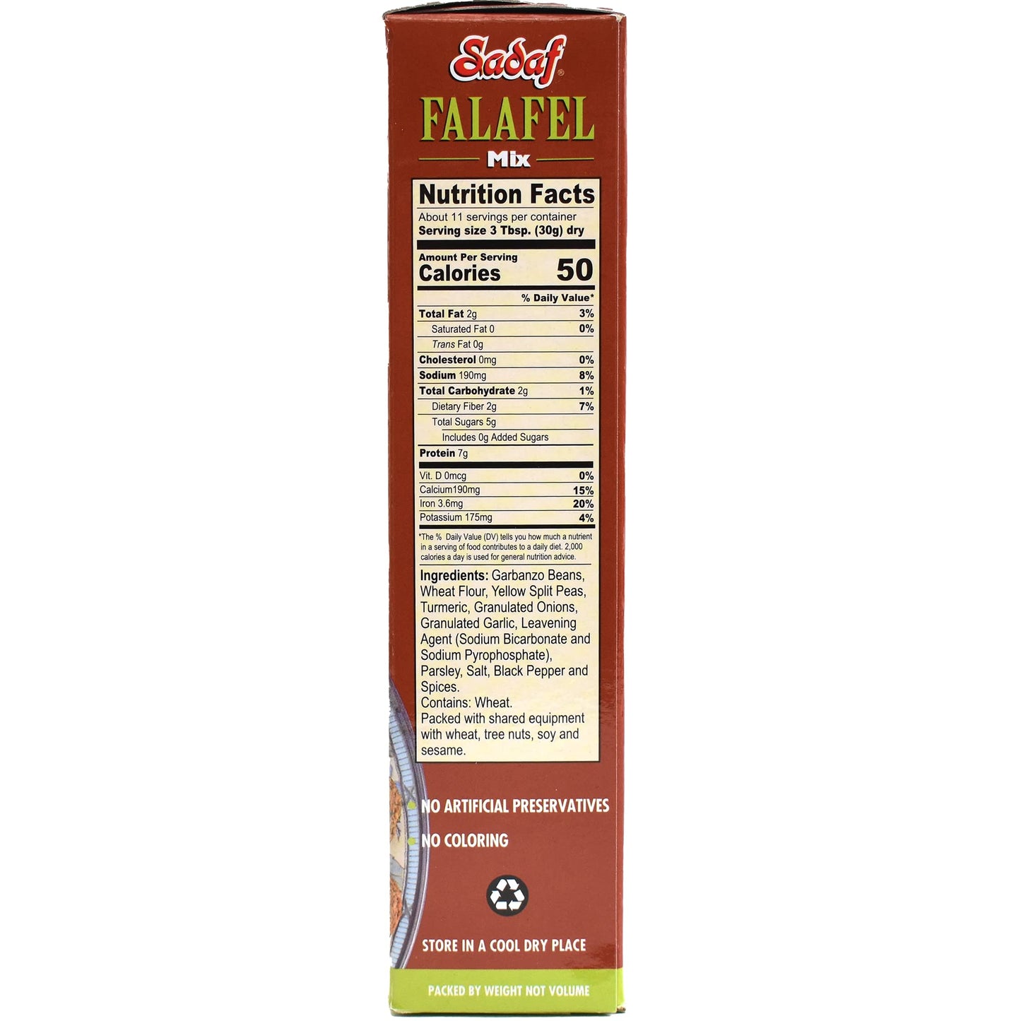 Sadaf Falafel Mix - Vegetarian Mediterranean Dish - 12 Oz Box - No MSG - No Artificial Preservatives - Green