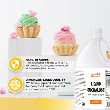Concentrated Liquid Sucralose Sweetener, 25% Concentrated Sugar Alternative, 1 Gallon. Bulk for Drinks, Food, and Pastries, Zero
