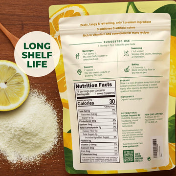 Gya Tea Co Lemon Powder 1.1lb (17.64 Oz) - USDA Organic 100% Fresh Natural Consistent Lemon Taste, No Sugar & Additives - Great